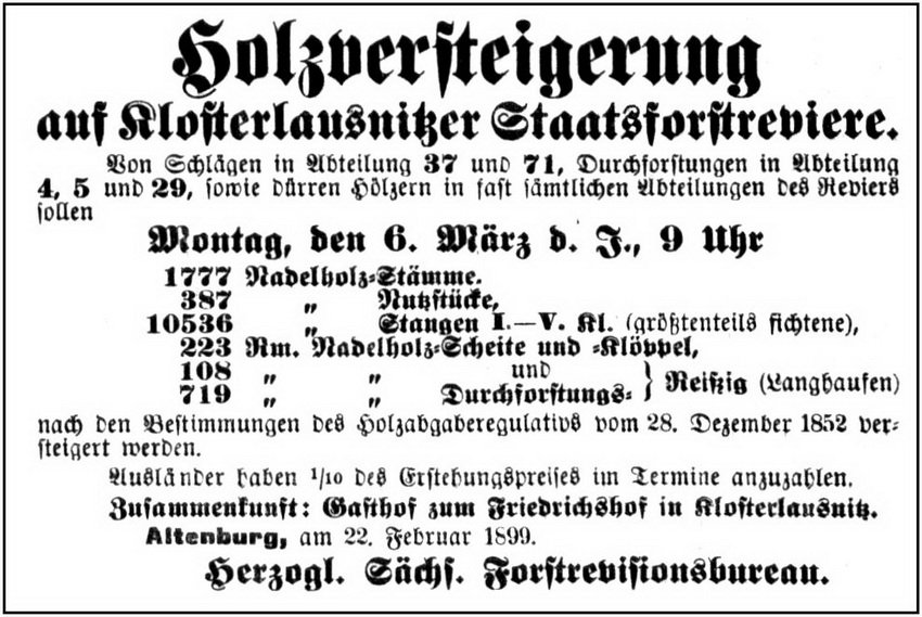 1899-03-06 Kl Holzversteigerung